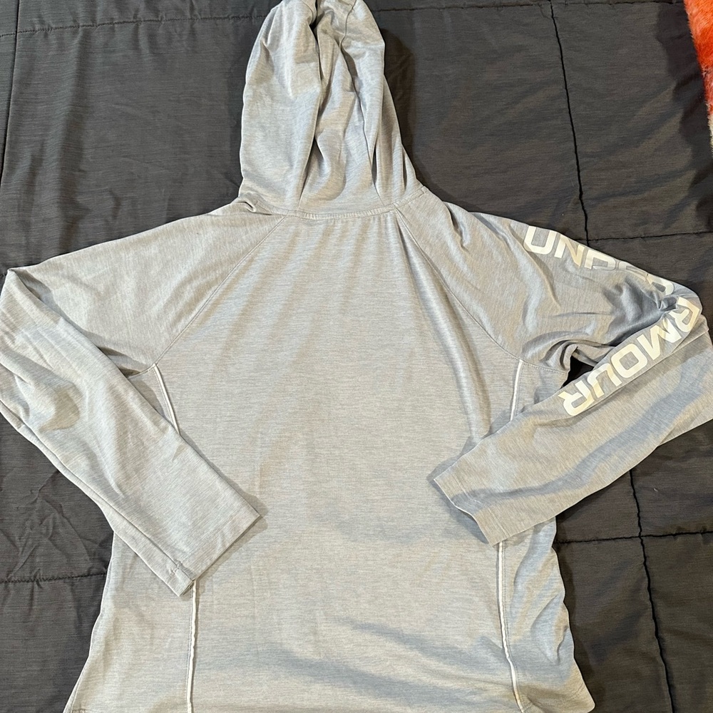 Under Armour Light Gray Women's Hooded Long Sleeve Sweatshirt - Picture 3 of 4